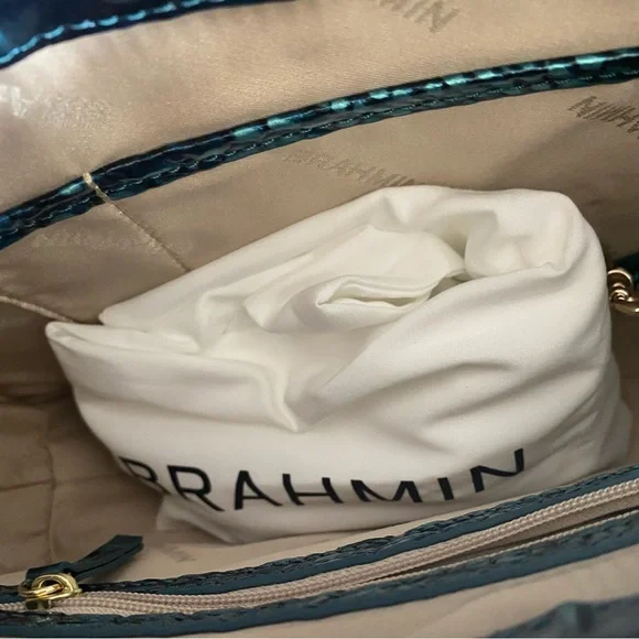 BRAHMIN… NWT SHAYNA CROSSBODY HANDBAG IRIDESCENT TEAL - Picture 13 of 16